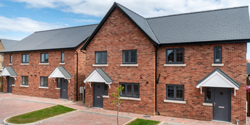 Image showing 2 blocks of semi detached houses on modern development