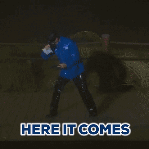 Animation of man in storm blast - very wet